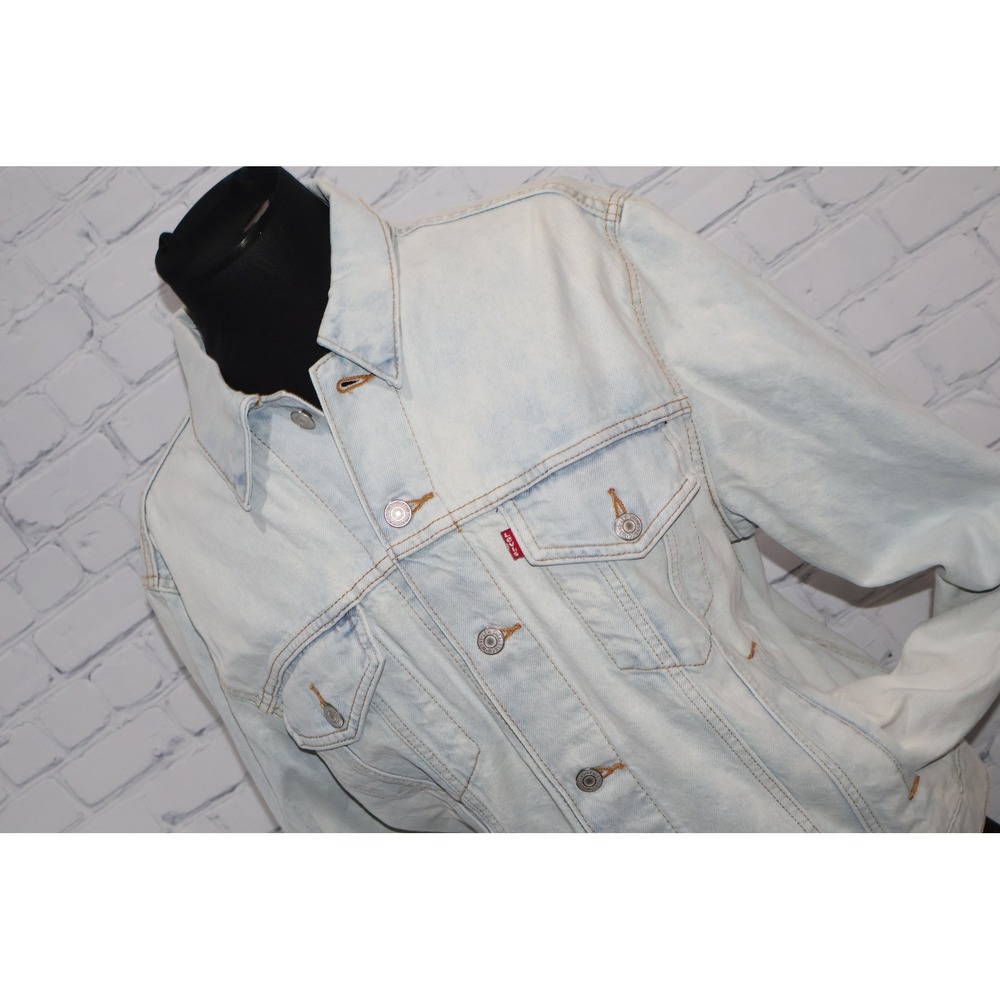 Levi's Ex-Boyfriend Trucker Jean Jacket Denim Womens Large Light Wash Floral NEW